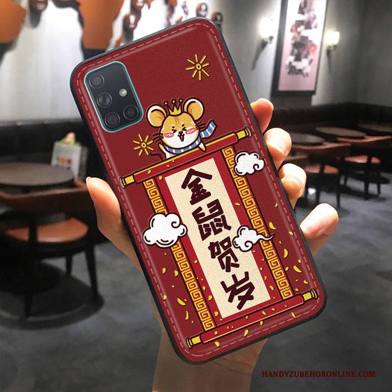 Hülle Samsung Galaxy A51 Karikatur Ratte Reichtum, Case Samsung Galaxy A51 Prägung Nette Trend