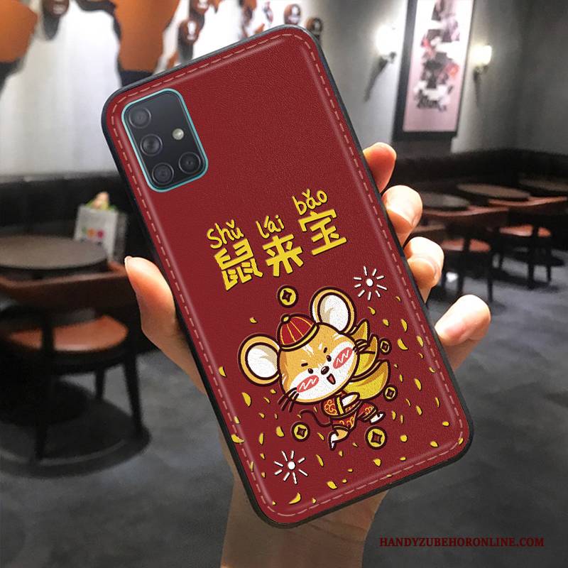 Hülle Samsung Galaxy A51 Karikatur Ratte Reichtum, Case Samsung Galaxy A51 Prägung Nette Trend