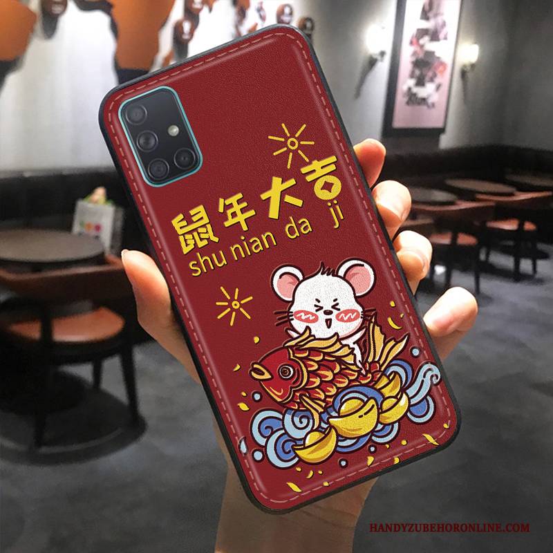 Hülle Samsung Galaxy A51 Karikatur Ratte Reichtum, Case Samsung Galaxy A51 Prägung Nette Trend