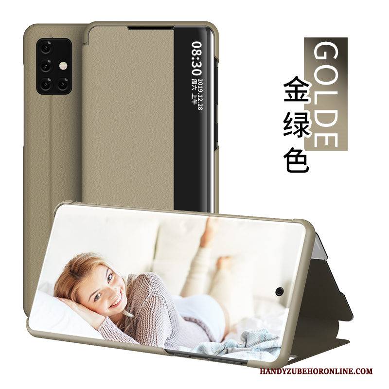 Hülle Samsung Galaxy A51 Lederhülle Membran Rosegold, Case Samsung Galaxy A51 Folio Handyhüllen Temperieren