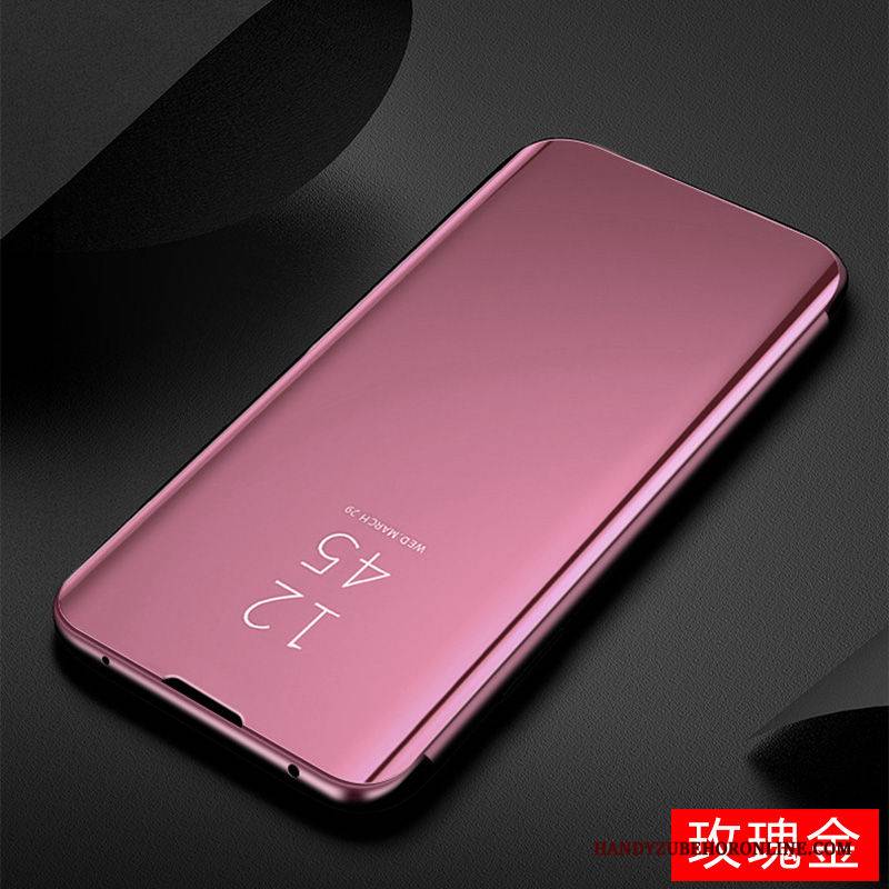 Hülle Samsung Galaxy A51 Lederhülle Rosegold Spiegel, Case Samsung Galaxy A51 Folio Handyhüllen