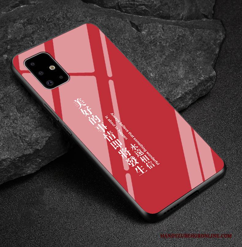 Hülle Samsung Galaxy A51 Schutz Chinesische Art Angepasst, Case Samsung Galaxy A51 Mode Rot Glas