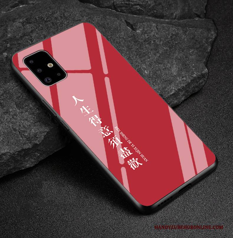 Hülle Samsung Galaxy A51 Schutz Chinesische Art Angepasst, Case Samsung Galaxy A51 Mode Rot Glas