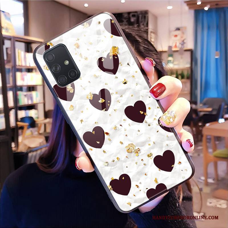 Hülle Samsung Galaxy A51 Schutz Hängende Verzierungen Glas, Case Samsung Galaxy A51 Pulver Leopard