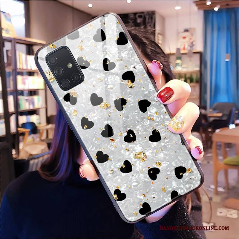 Hülle Samsung Galaxy A51 Schutz Hängende Verzierungen Glas, Case Samsung Galaxy A51 Pulver Leopard