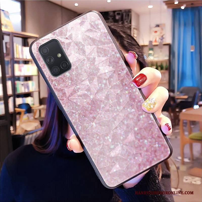 Hülle Samsung Galaxy A51 Schutz Rosa Muster, Case Samsung Galaxy A51 Dreidimensional Diamantform