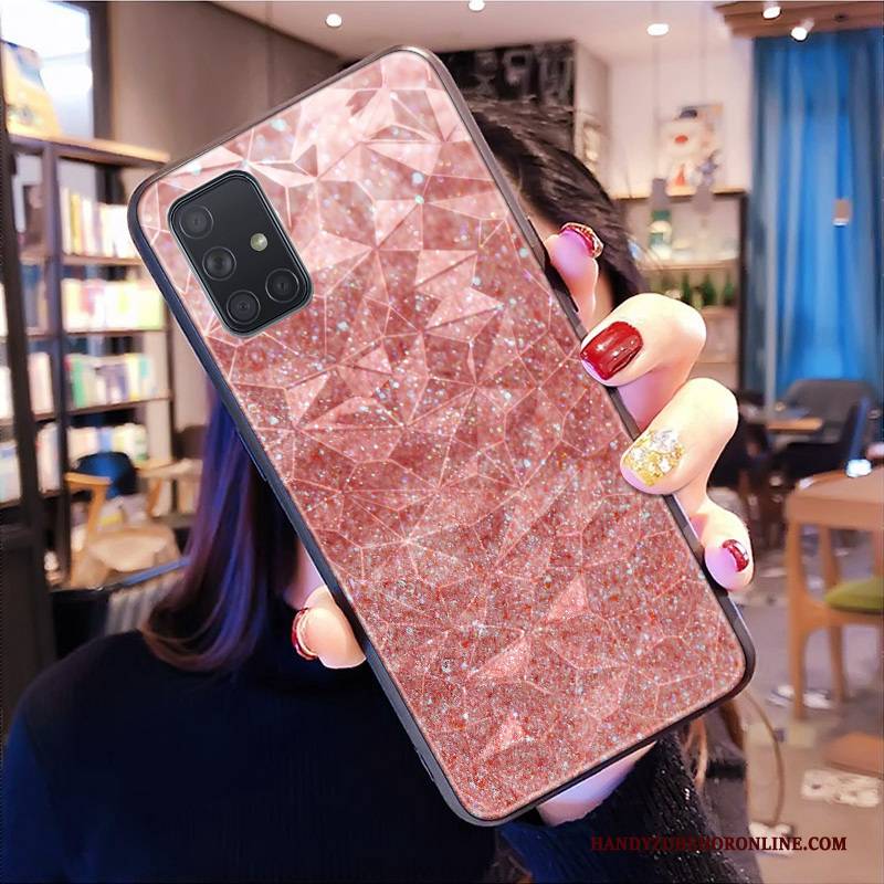 Hülle Samsung Galaxy A51 Schutz Rosa Muster, Case Samsung Galaxy A51 Dreidimensional Diamantform