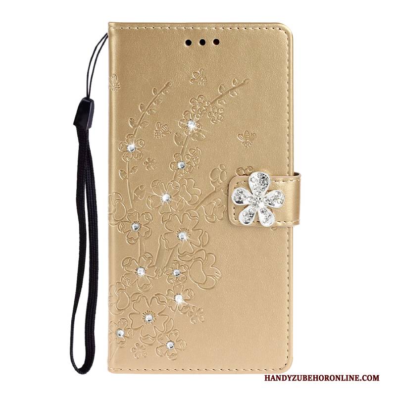 Hülle Samsung Galaxy A51 Strass Gold Anti-sturz, Case Samsung Galaxy A51 Schutz Handyhüllen Pflaumenblüte