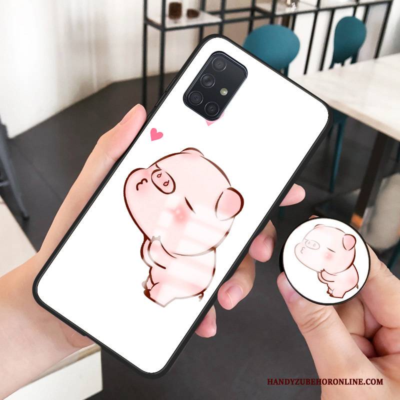 Hülle Samsung Galaxy A51 Weiche Glas Frisch, Case Samsung Galaxy A51 Karikatur Mini Rosa