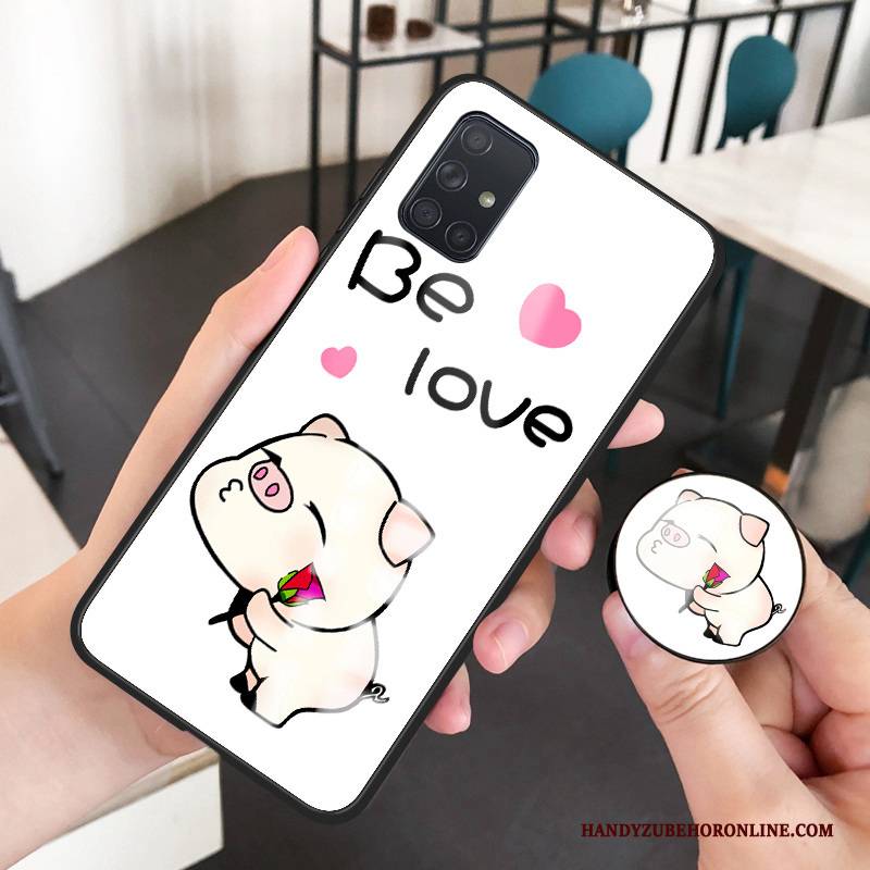 Hülle Samsung Galaxy A51 Weiche Glas Frisch, Case Samsung Galaxy A51 Karikatur Mini Rosa