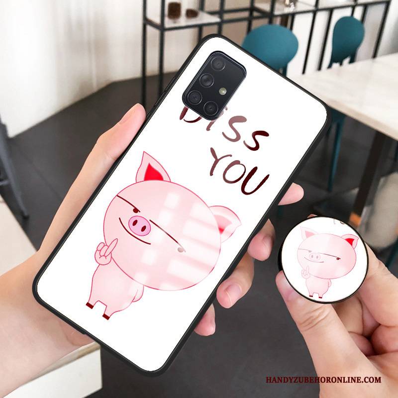 Hülle Samsung Galaxy A51 Weiche Glas Frisch, Case Samsung Galaxy A51 Karikatur Mini Rosa