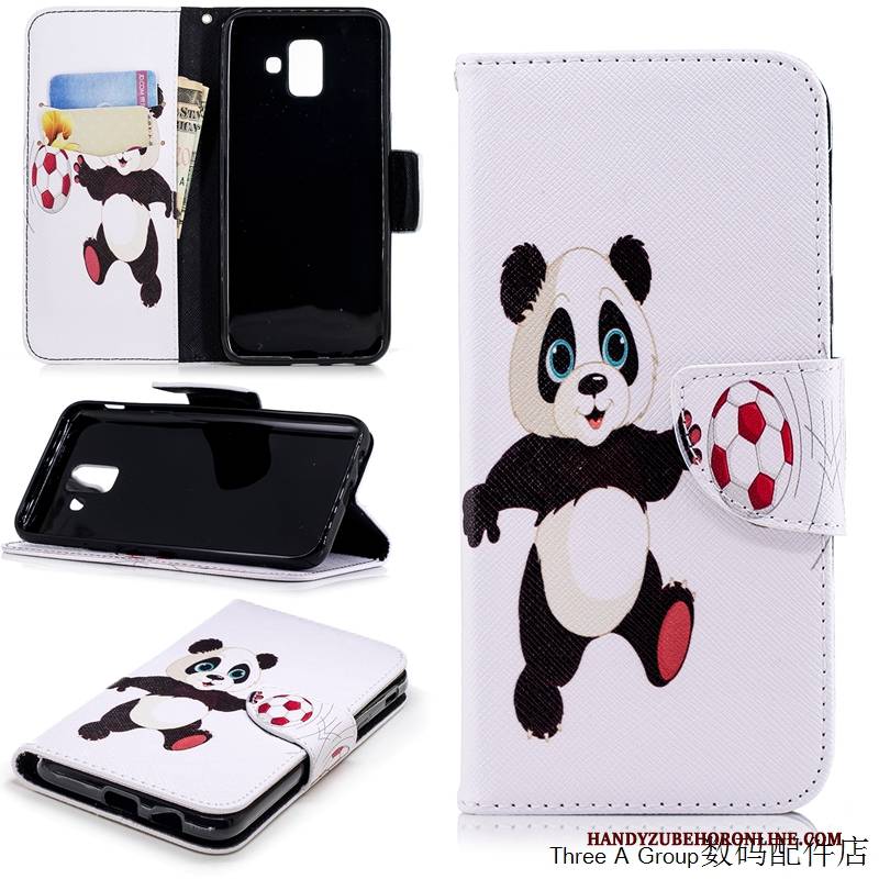 Hülle Samsung Galaxy A6+ Karikatur Handyhüllen Schwarz, Case Samsung Galaxy A6+ Folio Persönlichkeit