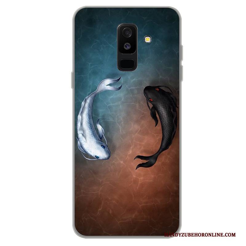 Hülle Samsung Galaxy A6+ Karikatur Trend Handyhüllen, Case Samsung Galaxy A6+ Schutz Schwarz Anti-sturz