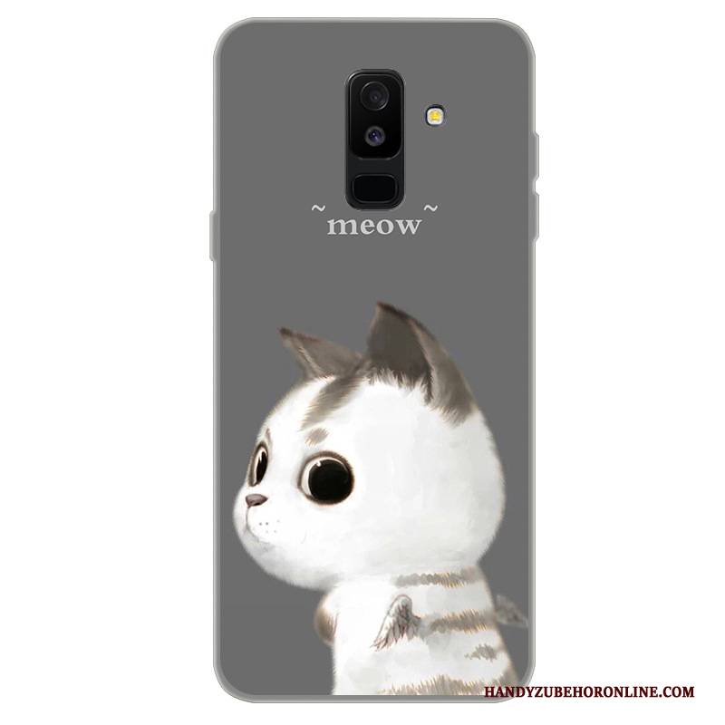 Hülle Samsung Galaxy A6+ Karikatur Trend Handyhüllen, Case Samsung Galaxy A6+ Schutz Schwarz Anti-sturz