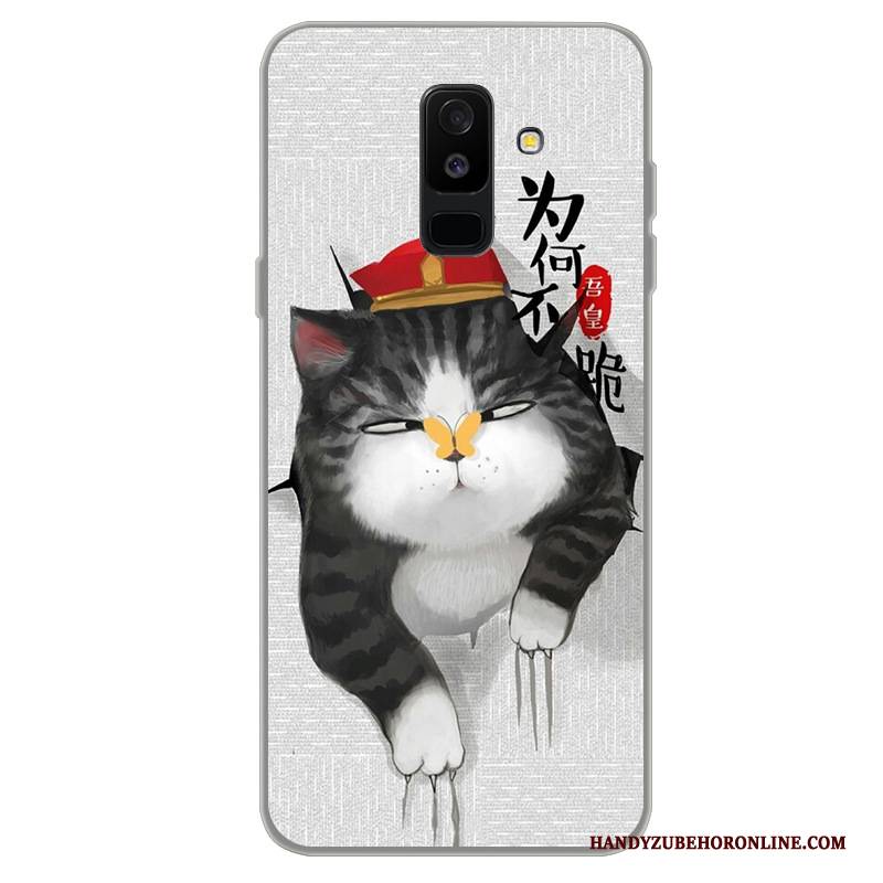 Hülle Samsung Galaxy A6+ Karikatur Trend Handyhüllen, Case Samsung Galaxy A6+ Schutz Schwarz Anti-sturz