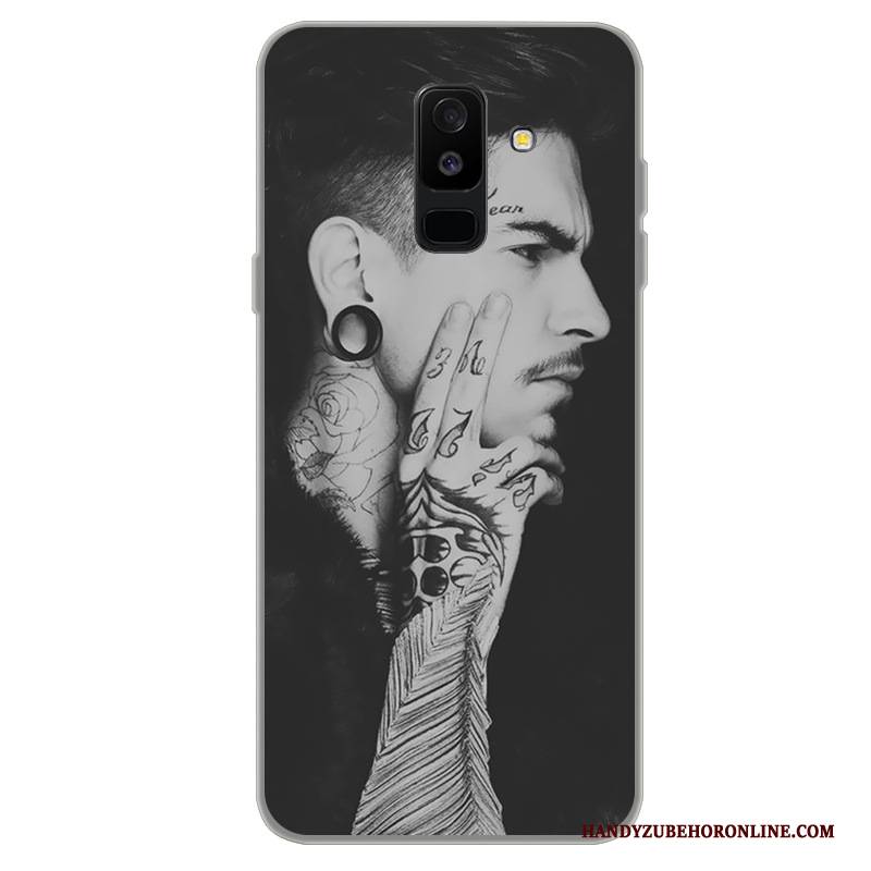 Hülle Samsung Galaxy A6+ Karikatur Trend Handyhüllen, Case Samsung Galaxy A6+ Schutz Schwarz Anti-sturz