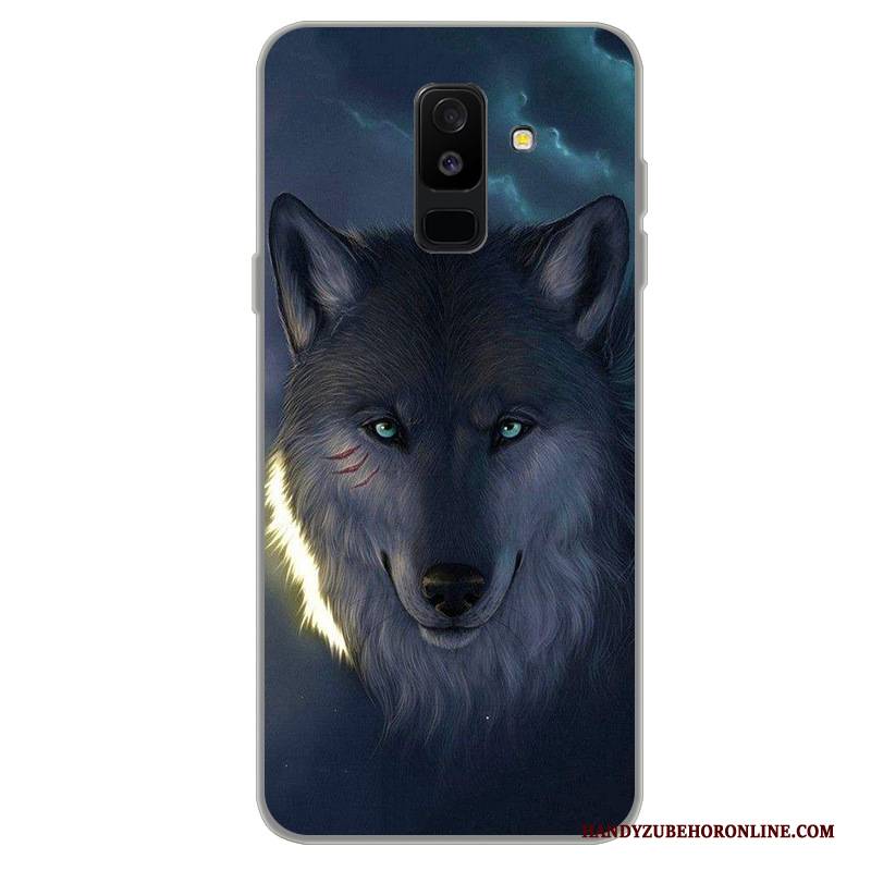 Hülle Samsung Galaxy A6+ Karikatur Trend Handyhüllen, Case Samsung Galaxy A6+ Schutz Schwarz Anti-sturz