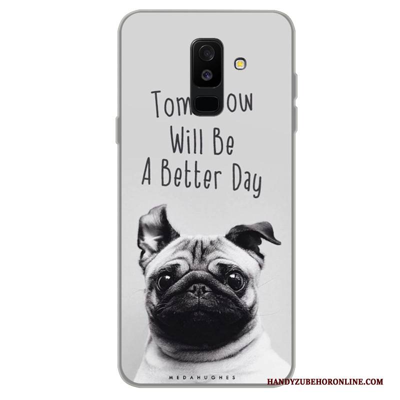 Hülle Samsung Galaxy A6+ Karikatur Trend Handyhüllen, Case Samsung Galaxy A6+ Schutz Schwarz Anti-sturz