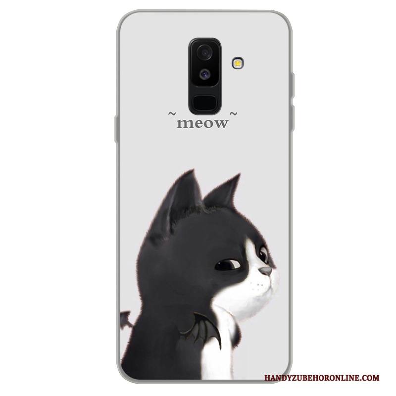 Hülle Samsung Galaxy A6+ Karikatur Trend Handyhüllen, Case Samsung Galaxy A6+ Schutz Schwarz Anti-sturz