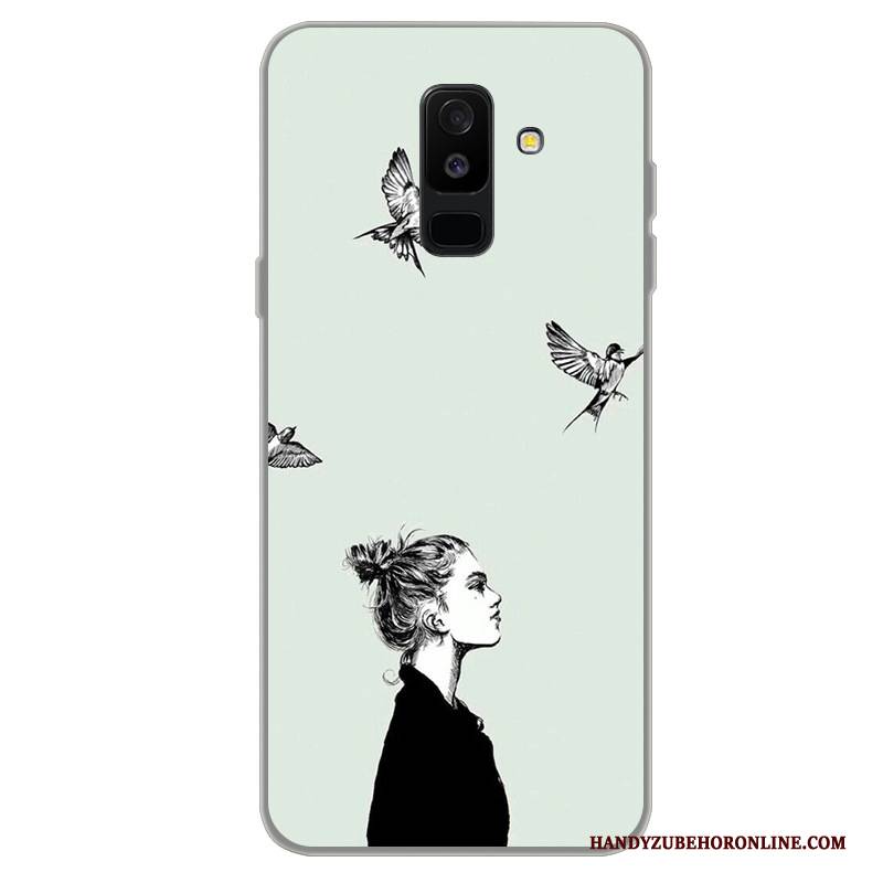 Hülle Samsung Galaxy A6+ Karikatur Trend Handyhüllen, Case Samsung Galaxy A6+ Schutz Schwarz Anti-sturz