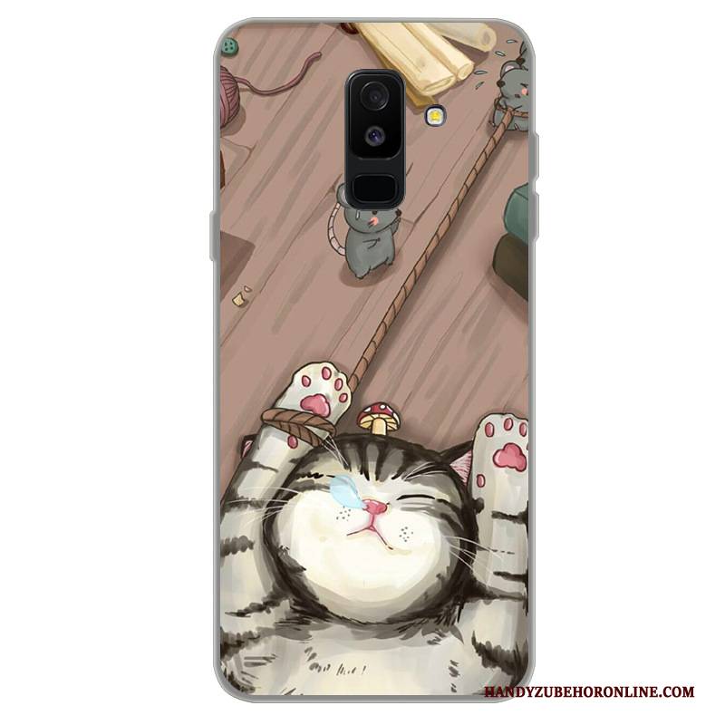 Hülle Samsung Galaxy A6+ Karikatur Trend Handyhüllen, Case Samsung Galaxy A6+ Schutz Schwarz Anti-sturz