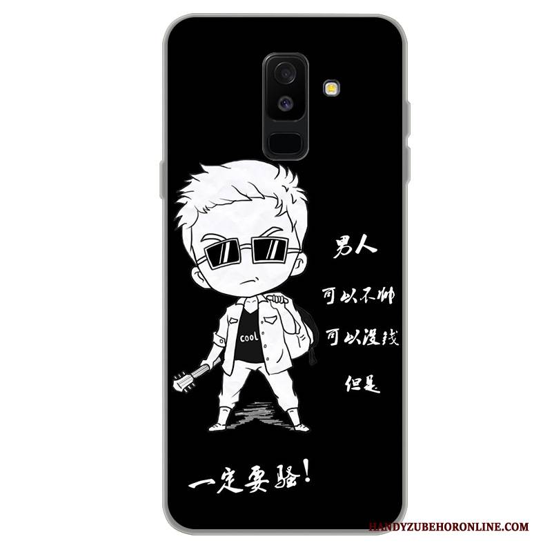 Hülle Samsung Galaxy A6+ Karikatur Trend Handyhüllen, Case Samsung Galaxy A6+ Schutz Schwarz Anti-sturz