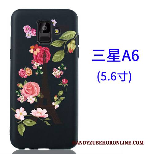 Hülle Samsung Galaxy A6 Kreativ Hängende Verzierungen Schwarz, Case Samsung Galaxy A6 Karikatur Handyhüllen Nubuck