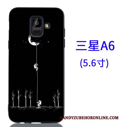 Hülle Samsung Galaxy A6 Kreativ Hängende Verzierungen Schwarz, Case Samsung Galaxy A6 Karikatur Handyhüllen Nubuck