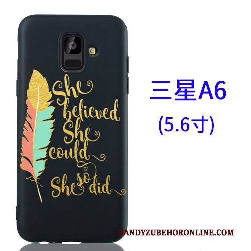 Hülle Samsung Galaxy A6 Kreativ Hängende Verzierungen Schwarz, Case Samsung Galaxy A6 Karikatur Handyhüllen Nubuck