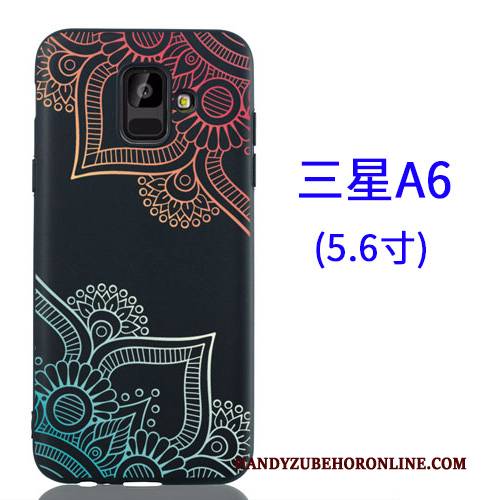 Hülle Samsung Galaxy A6 Kreativ Hängende Verzierungen Schwarz, Case Samsung Galaxy A6 Karikatur Handyhüllen Nubuck