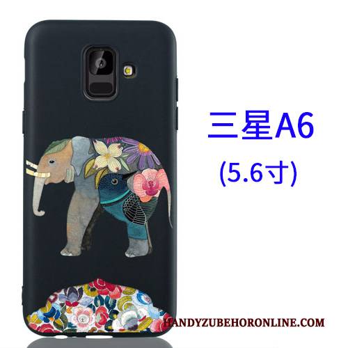 Hülle Samsung Galaxy A6 Kreativ Hängende Verzierungen Schwarz, Case Samsung Galaxy A6 Karikatur Handyhüllen Nubuck