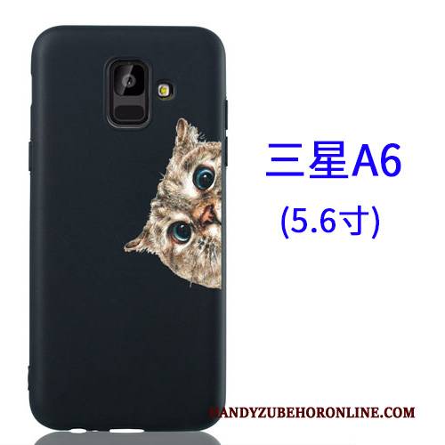 Hülle Samsung Galaxy A6 Kreativ Hängende Verzierungen Schwarz, Case Samsung Galaxy A6 Karikatur Handyhüllen Nubuck