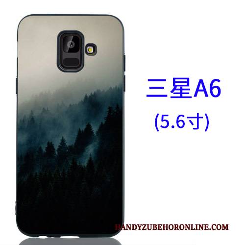 Hülle Samsung Galaxy A6 Kreativ Hängende Verzierungen Schwarz, Case Samsung Galaxy A6 Karikatur Handyhüllen Nubuck