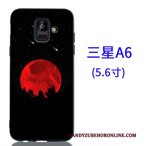 Hülle Samsung Galaxy A6 Kreativ Hängende Verzierungen Schwarz, Case Samsung Galaxy A6 Karikatur Handyhüllen Nubuck