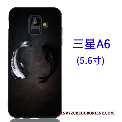 Hülle Samsung Galaxy A6 Kreativ Hängende Verzierungen Schwarz, Case Samsung Galaxy A6 Karikatur Handyhüllen Nubuck