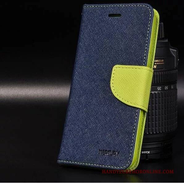 Hülle Samsung Galaxy A6+ Lederhülle Blau Schlank, Case Samsung Galaxy A6+ Folio Anti-sturz