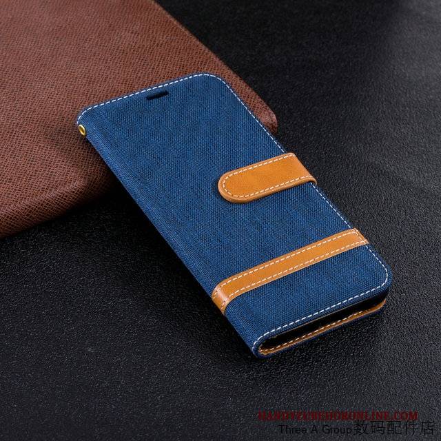 Hülle Samsung Galaxy A6+ Lederhülle Business Blau, Case Samsung Galaxy A6+ Weiche Handyhüllen Anti-sturz