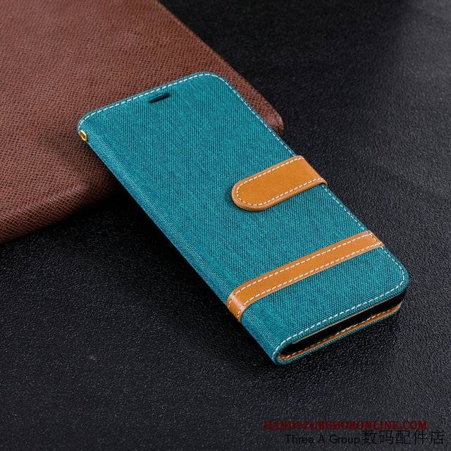 Hülle Samsung Galaxy A6+ Lederhülle Business Blau, Case Samsung Galaxy A6+ Weiche Handyhüllen Anti-sturz