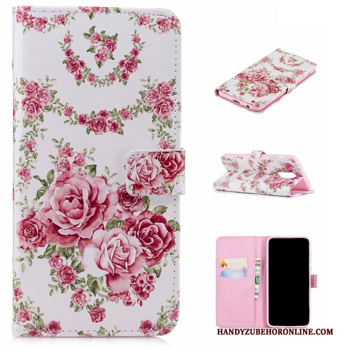 Hülle Samsung Galaxy A6+ Lederhülle Handyhüllen Rosa, Case Samsung Galaxy A6+ Folio Persönlichkeit