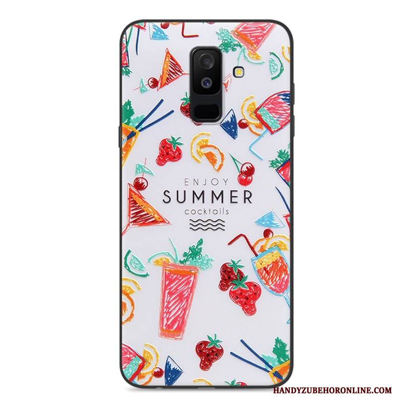 Hülle Samsung Galaxy A6+ Prägung Anti-sturz Handyhüllen, Case Samsung Galaxy A6+ Weiche Blau