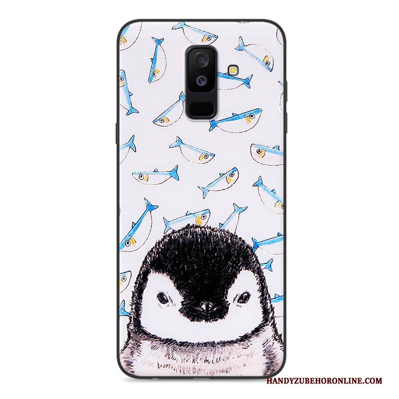 Hülle Samsung Galaxy A6+ Prägung Anti-sturz Handyhüllen, Case Samsung Galaxy A6+ Weiche Blau