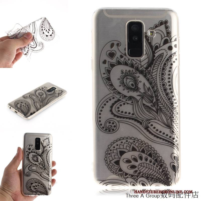 Hülle Samsung Galaxy A6+ Schutz Weiß Transparent, Case Samsung Galaxy A6+ Taschen Handyhüllen Anti-sturz