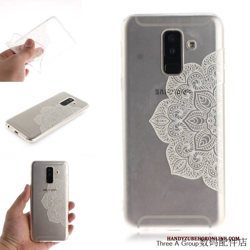 Hülle Samsung Galaxy A6+ Schutz Weiß Transparent, Case Samsung Galaxy A6+ Taschen Handyhüllen Anti-sturz