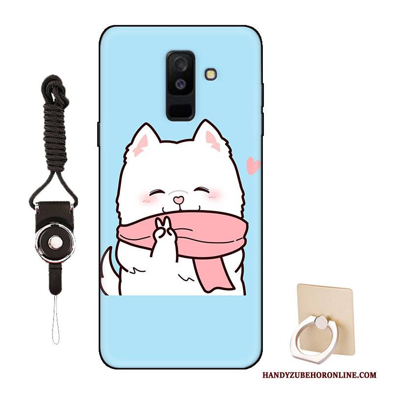 Hülle Samsung Galaxy A6+ Silikon Anti-sturz Muster, Case Samsung Galaxy A6+ Weiche Blau Nette