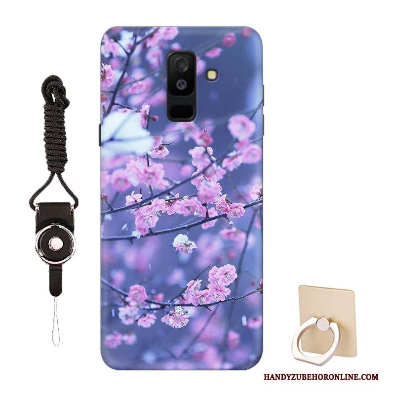 Hülle Samsung Galaxy A6+ Silikon Anti-sturz Muster, Case Samsung Galaxy A6+ Weiche Blau Nette