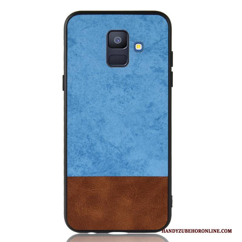 Hülle Samsung Galaxy A6 Taschen Nubuck Denim, Case Samsung Galaxy A6 Schutz Muster Handyhüllen