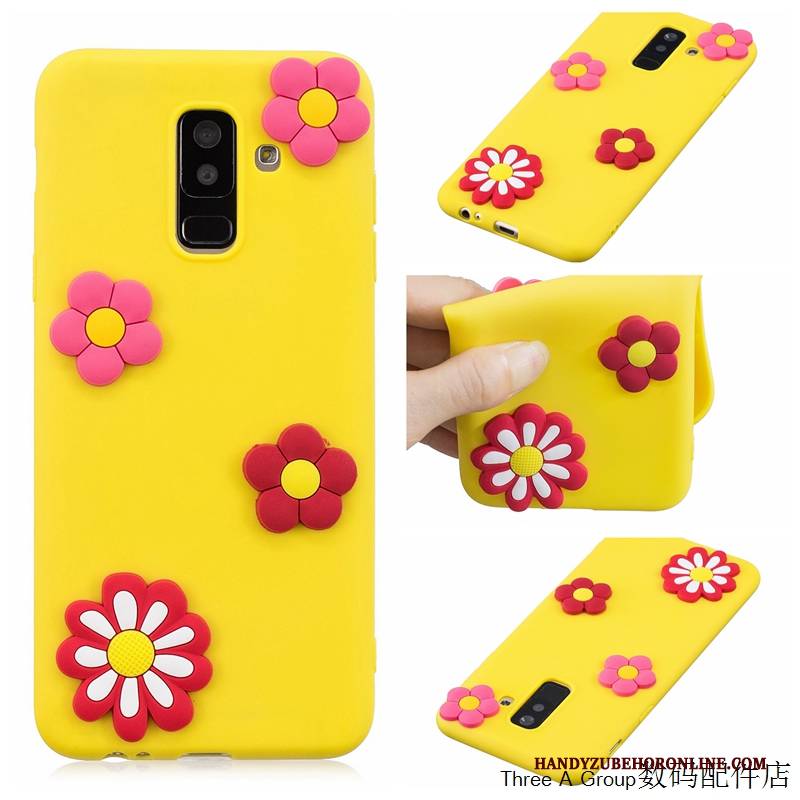 Hülle Samsung Galaxy A6+ Taschen Persönlichkeit Handyhüllen, Case Samsung Galaxy A6+ Schutz Anti-sturz Gelb