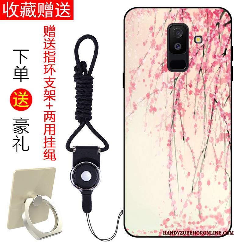 Hülle Samsung Galaxy A6+ Weiche Handyhüllen Persönlichkeit, Case Samsung Galaxy A6+ Silikon Anti-sturz Rosa