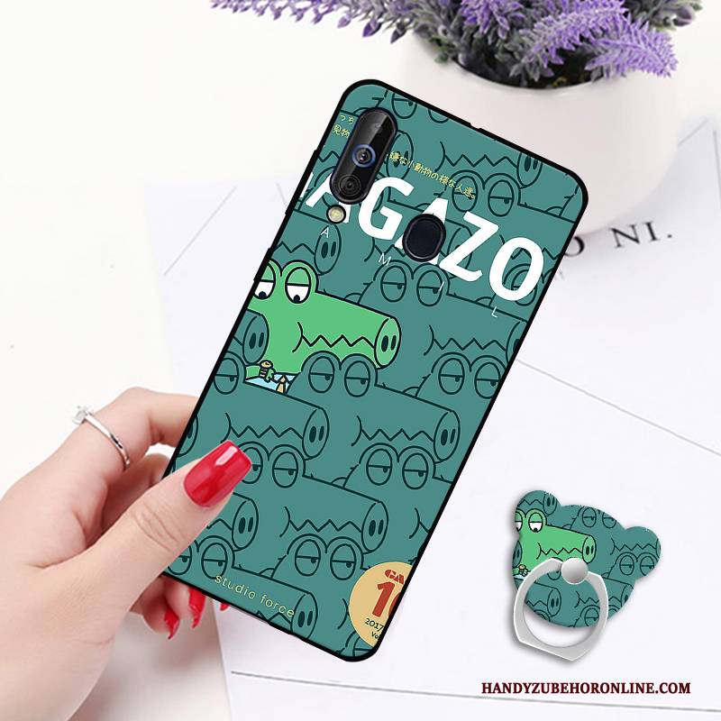 Hülle Samsung Galaxy A60 Gemalt Ring Anti-sturz, Case Samsung Galaxy A60 Schutz Hängende Verzierungen Weiß