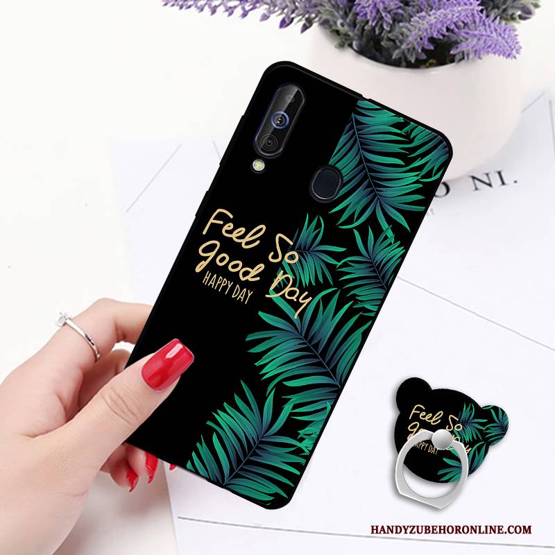 Hülle Samsung Galaxy A60 Gemalt Ring Anti-sturz, Case Samsung Galaxy A60 Schutz Hängende Verzierungen Weiß